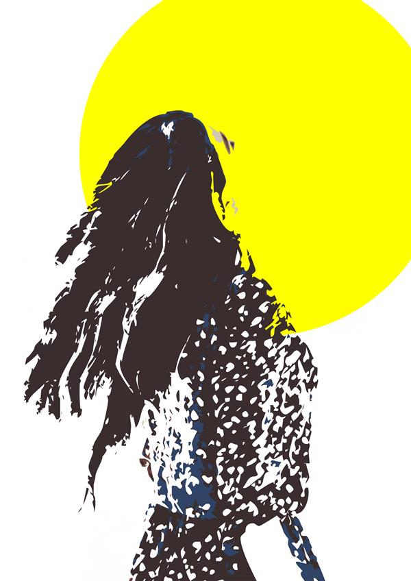 هنر نقاشی و گرافیک نقاشی سورئال صمد کاویانی نام اثر : دختر آفتاب .
متریال ؛ ترکیبی از چاپ سیلک ، گواش و اکرلیک