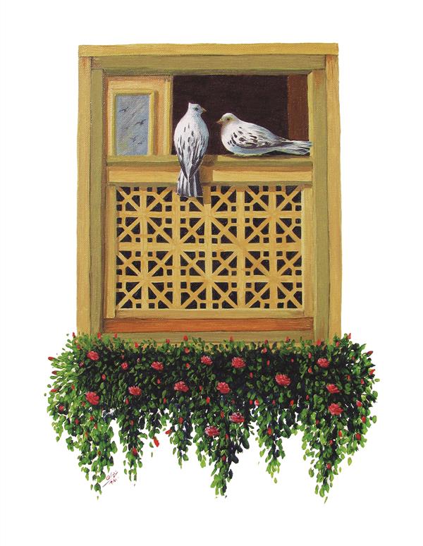 هنر نقاشی و گرافیک نقاشی پنجره محمد منوچهری پنجره ( رنگ روغن روی بوم ) _ 40 در 60 _ محمد منوچهری