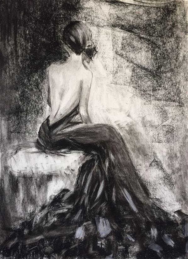 Drawing Artwork by hassan alamouti charcoal on ashtenbache paper