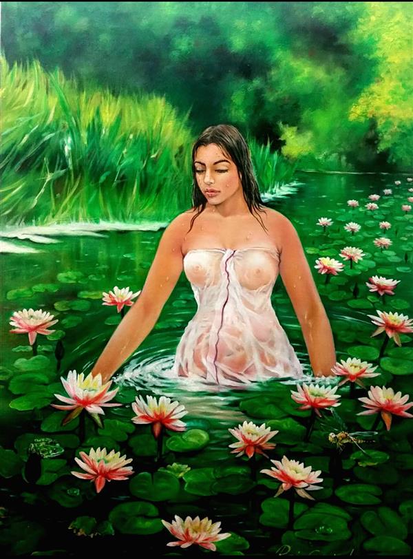 Painting Artwork by VG RAJAN Oil on canvas realistic. The youth of nature that is being lost. The nature seen in the picture is lost to man.
