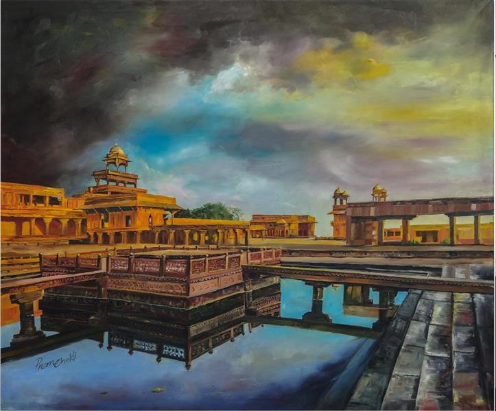 Painting Artwork by Prem Chokli Oil painting on Canvas
Pancha mahal (The city of victory)
 ,Oil,Canvas