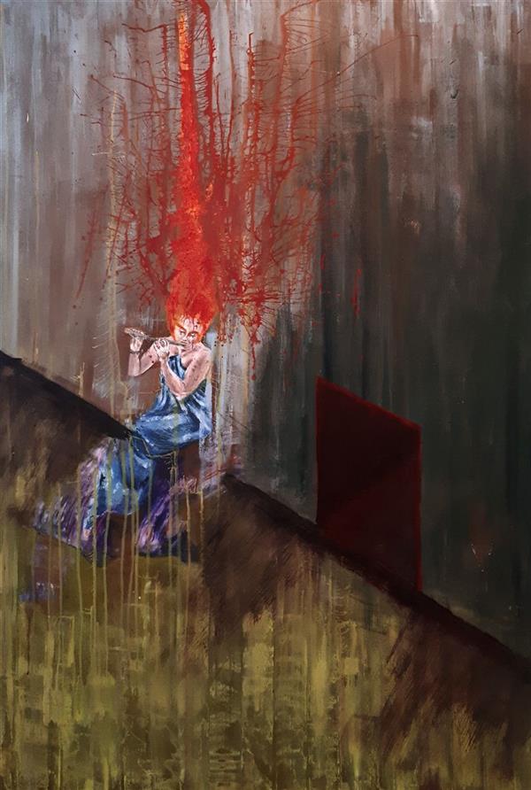 Saeed Eskandari هنرمند : #سعیداسکندری 
نام اثر : #فرارازسرزمین‌سرخ
ابعاد : ۱۵۰ * ۱۰۰ سانتی متر
اکرلیک روی بوم