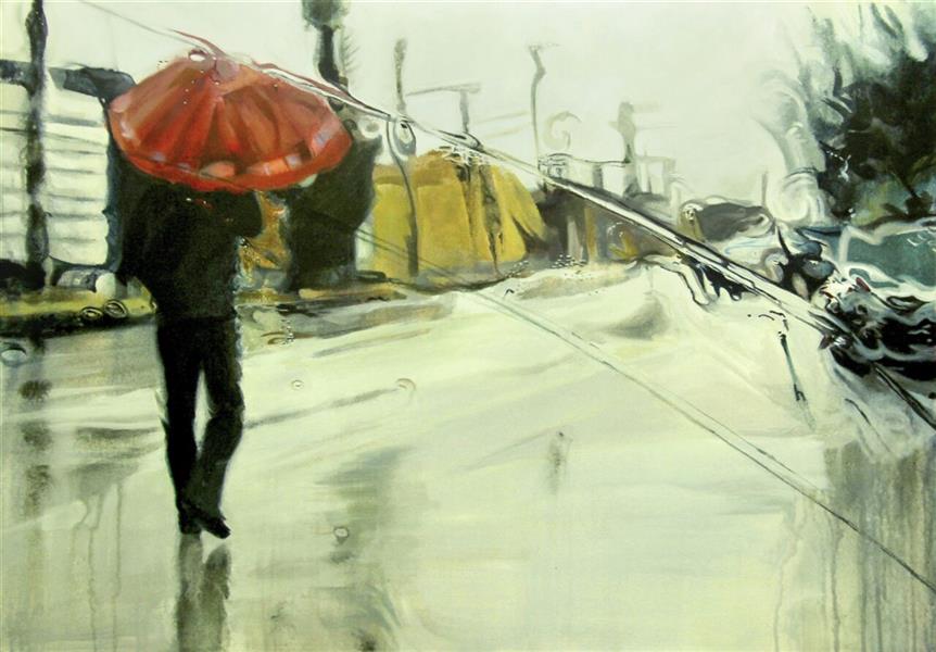 Painting Artwork by Mahdi Mehrara From the collection "It was raining" ,Paint,Acrylic,#D73127,#FBE854,#DFDFDF,#595A5B,Canvas,Men,Street,Umbrella
Rain,Realism