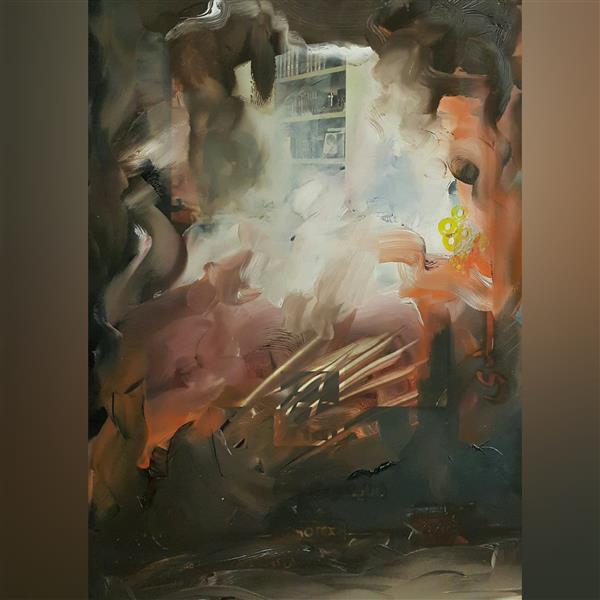 Painting Artwork by Ali Darkhah  ,Paper,Oil,Abstract,Fire