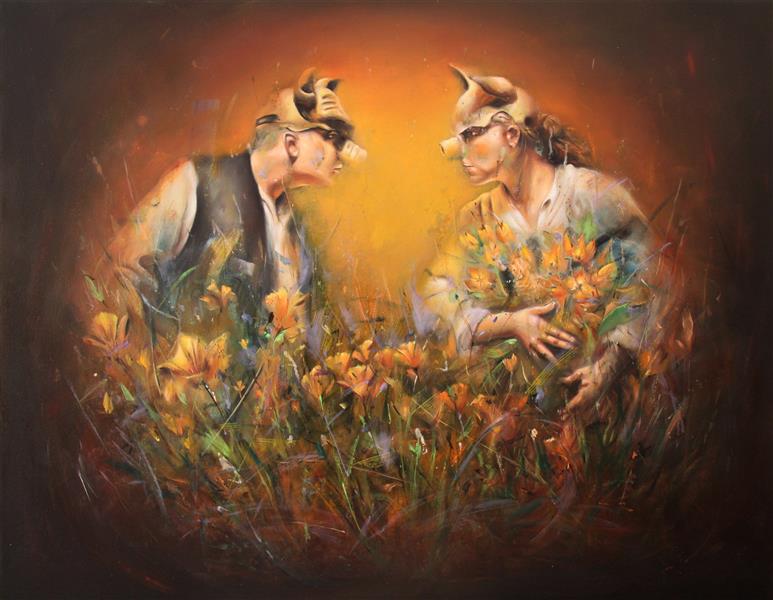 Nafiseh Emran نام هنرمند: نفیسه عمران
نام اثر: خوک ها
رنگ روغن روی بوم، ۱۲۰.۱۵۰ سانتی متر، ۱۳۹۷
