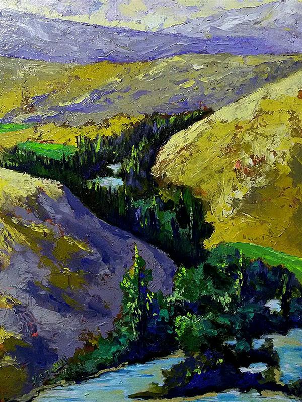 Reza karimnejad کار در طبیعت رنگ روغن روی بوم 30x40 cm