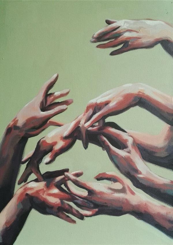 Painting Artwork by Elham Hoseinpoor  ,Acrylic,Paint,#DFDFDF,Figurative,Body,Hand,Erotic,#595A5B
