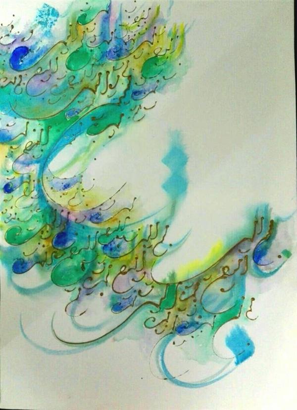 Painting Artwork by Marjan Mirkhatami  Abstract,Calligraphy,Patterns,Textile,Acrylic,Canvas,Abstract,Folk